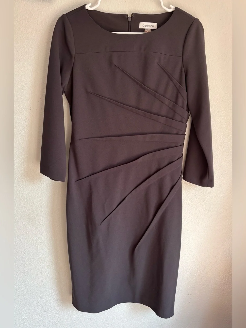Calvin Klein Dress Women's Sz 8 gray 3/4 Sleeve formal mother of bride business